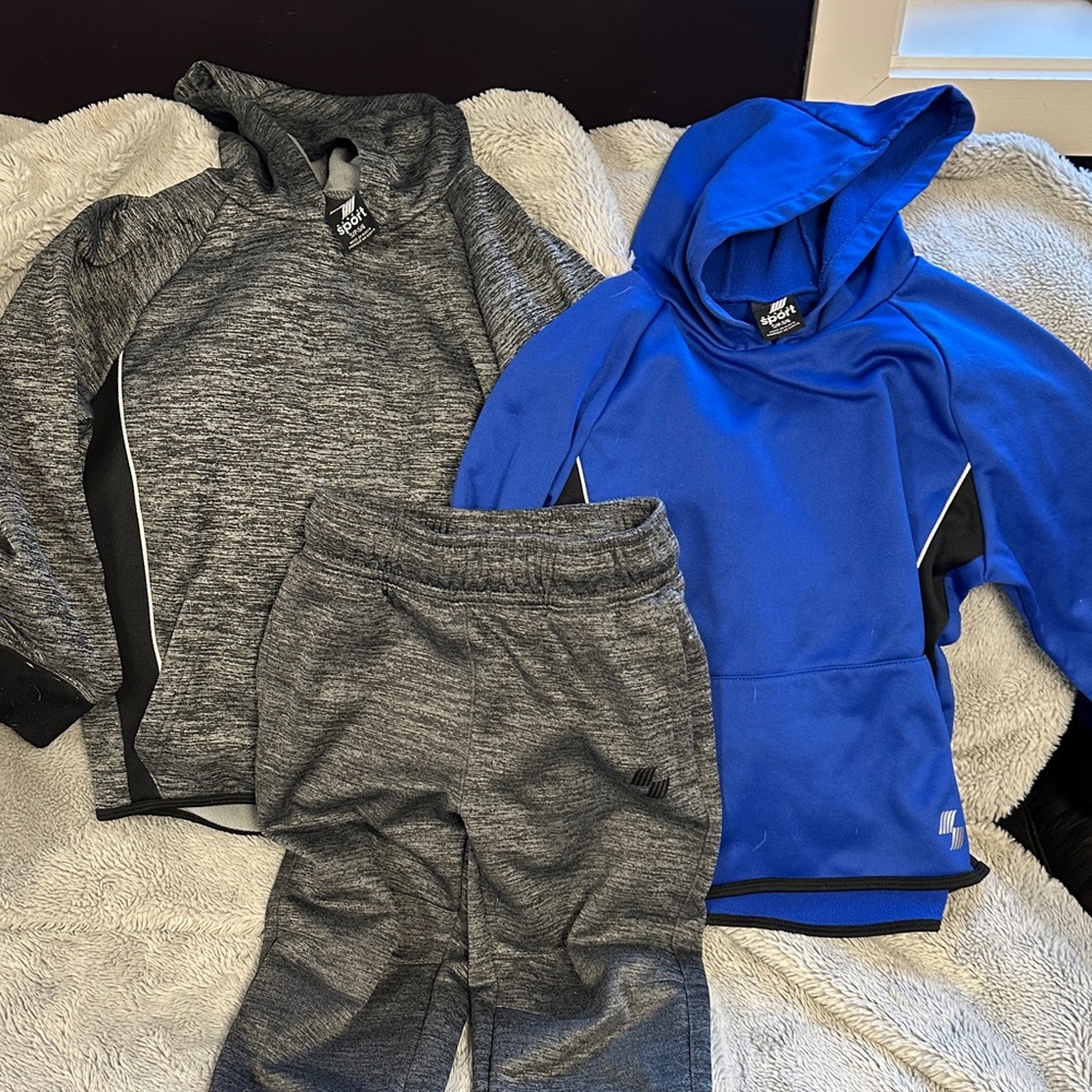 Kids Gray and Blue Hoodie Set